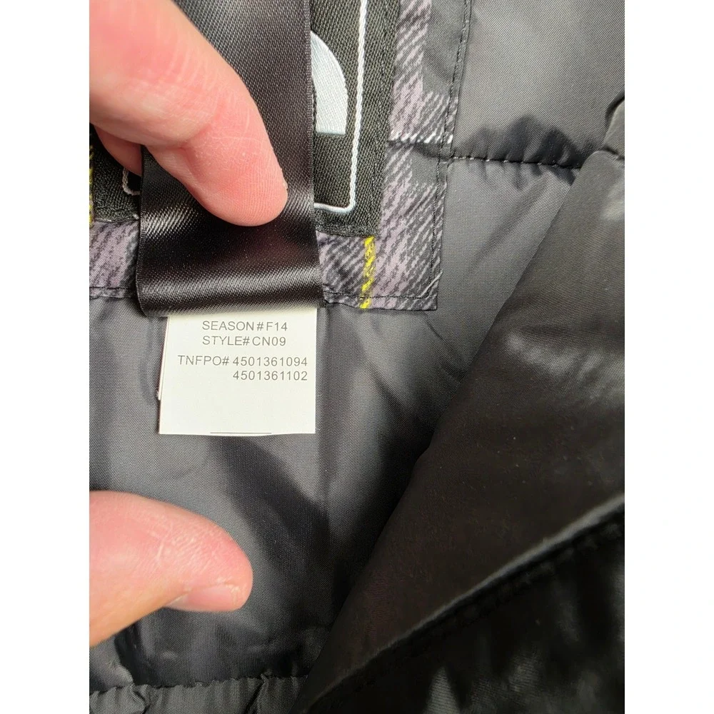 The North Face Puffer Jacket Boys L 14/16 Black Grey Hooded Insulated CN09